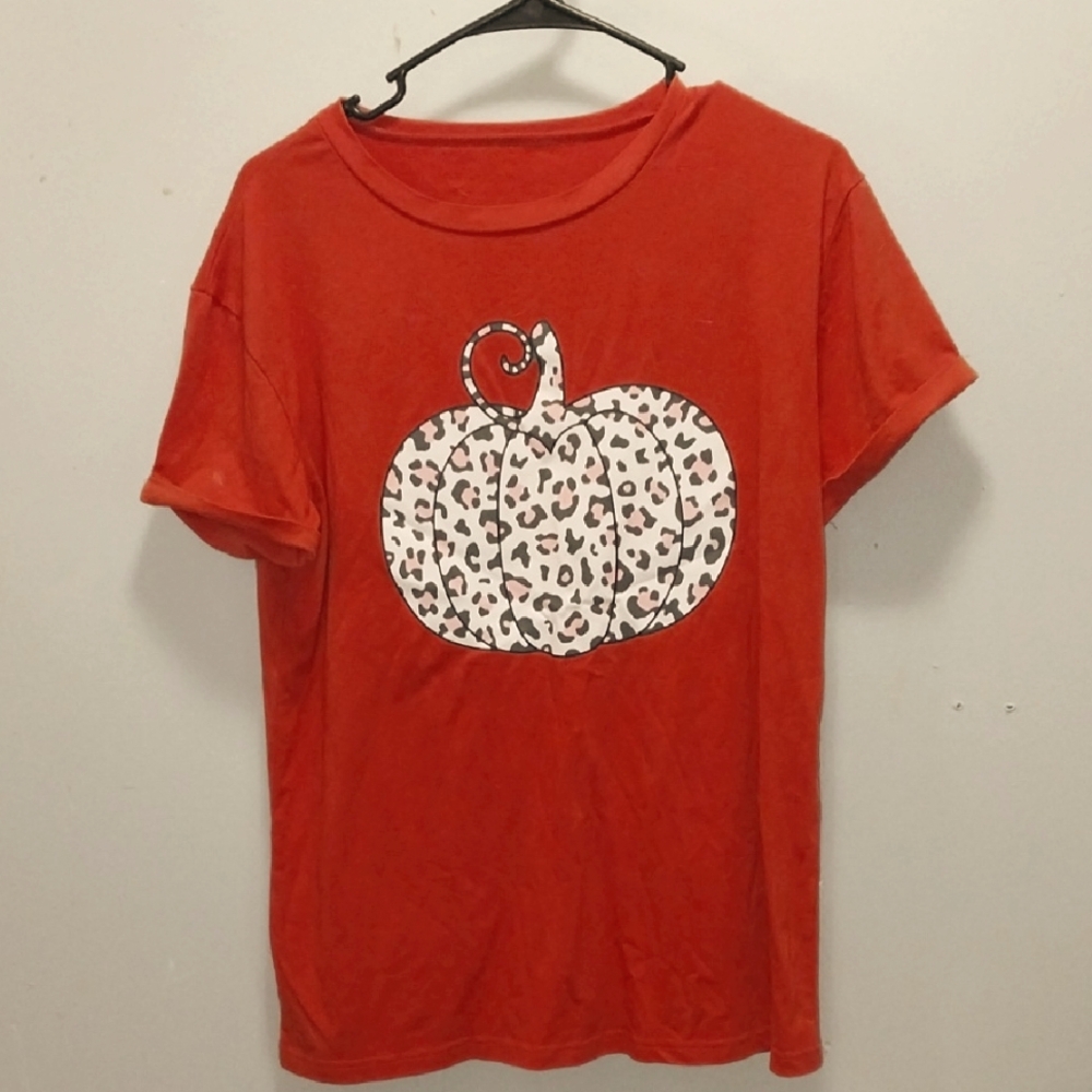 Orange Pumpkin Graphic Women's T-Shirt Large